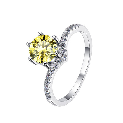 Crown Cut Moissanite Ring | Platinum Tone
