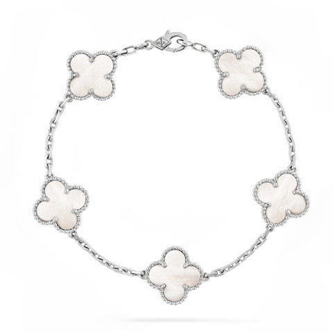 【18K Gold Plated Brass】CNC Lucky Clover Five-Flower Bracelet