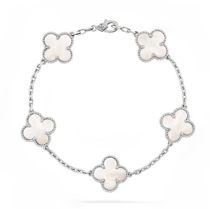 【18K Gold Plated Brass】CNC Lucky Clover Five-Flower Bracelet