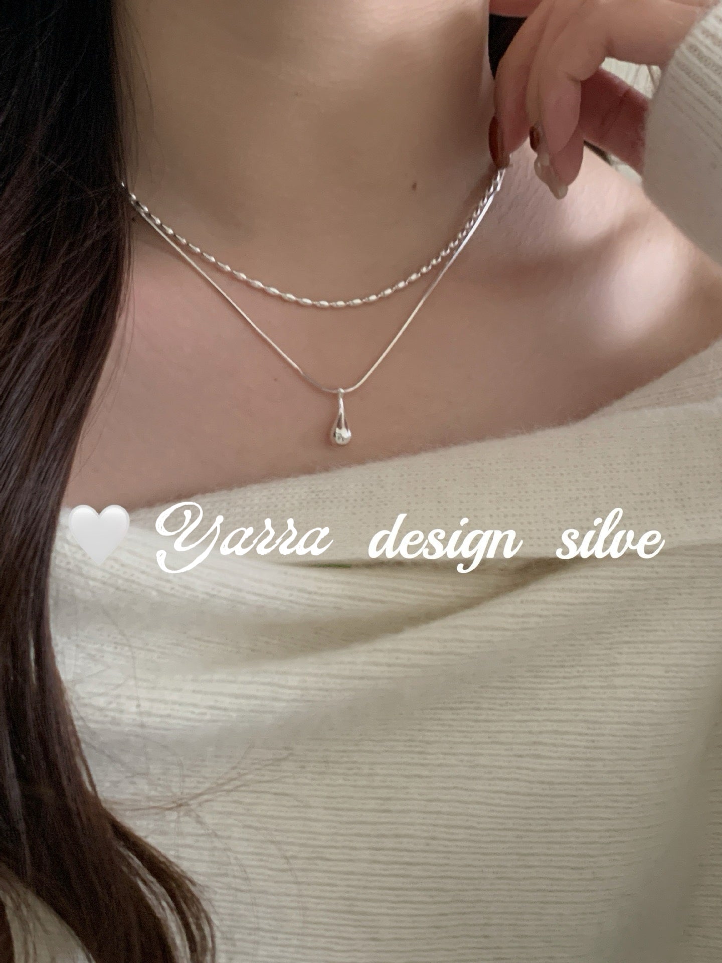 Minimal Teardrop Silver Necklace (Layered Look)