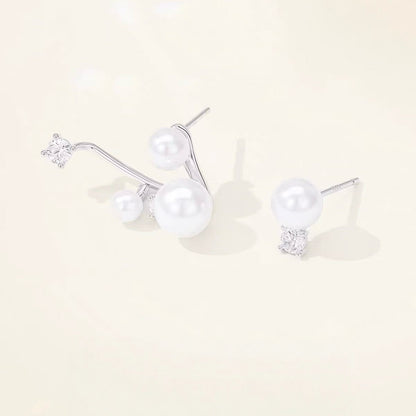 Starry Asymmetric Floating Pearl Earrings