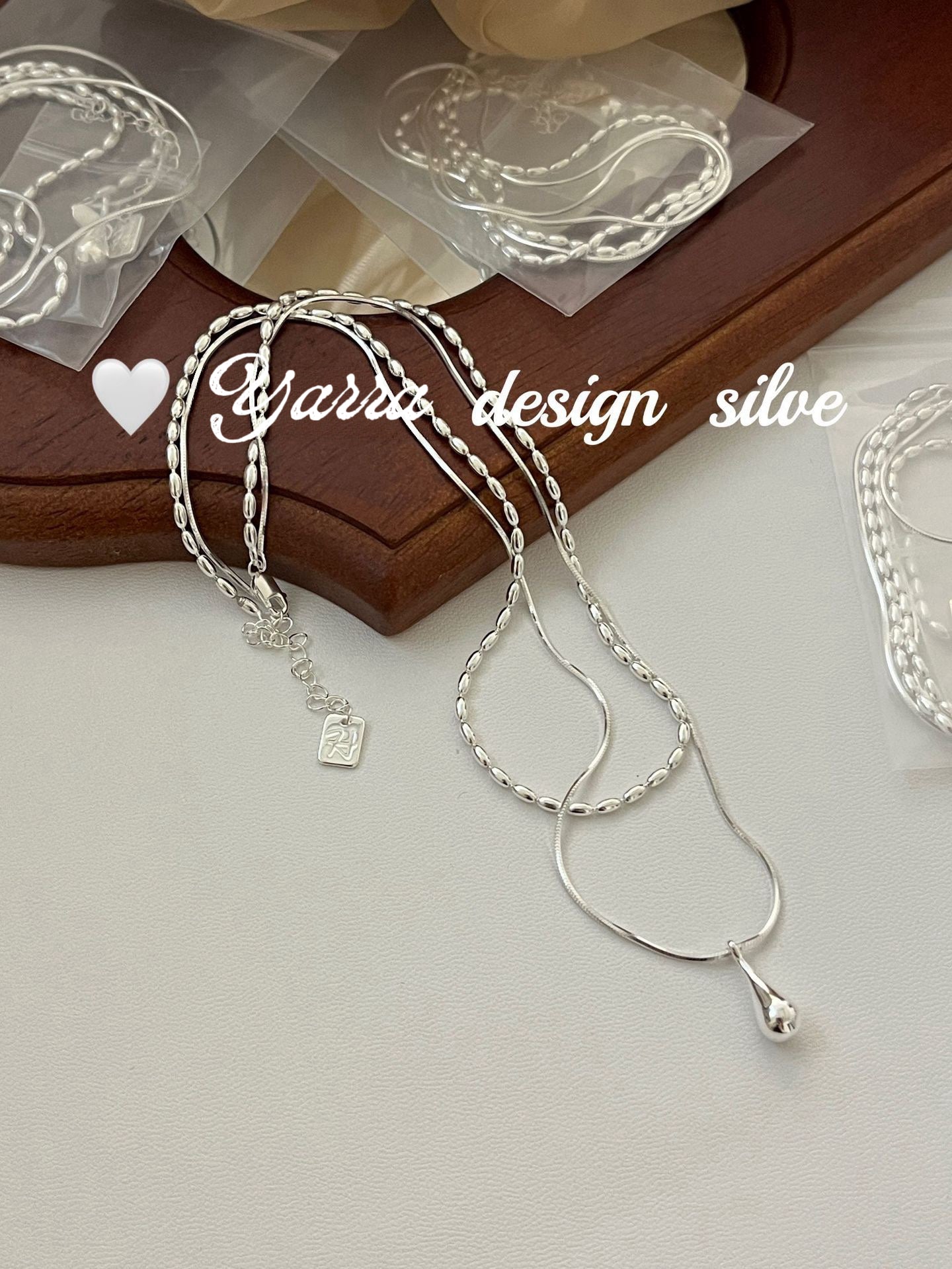 Minimal Teardrop Silver Necklace (Layered Look)