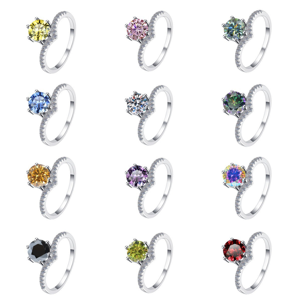 Crown Cut Moissanite Ring | Platinum Tone