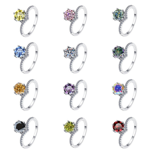 Crown Cut Moissanite Ring | Platinum Tone