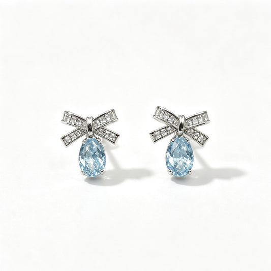 S925 Sterling Silver Blue Ice-Cut Earring | Certified