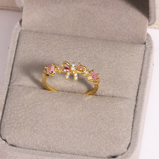 Bow Ring | Cubic Zirconia | Adjustable Open Ring | Sweet Luxury