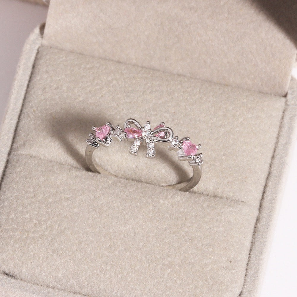 Bow Ring | Cubic Zirconia | Adjustable Open Ring | Sweet Luxury