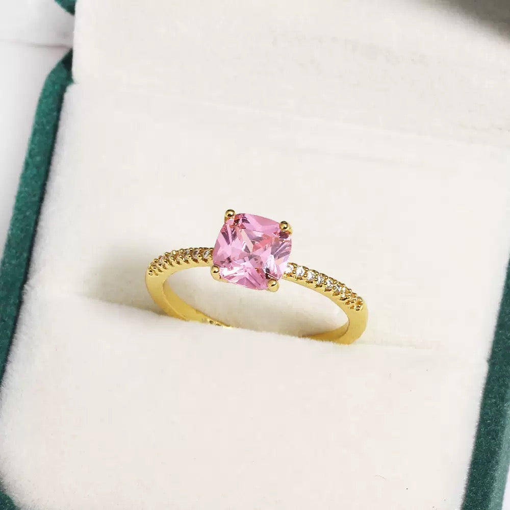 Pink Zicronia Ring | Gold Plated