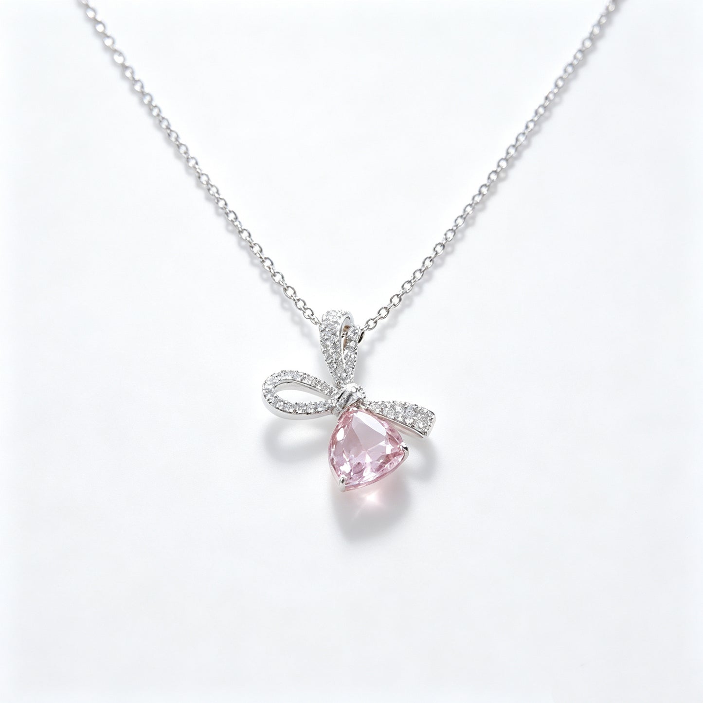 Elegant Bow Sparkle Necklace | 925 Sterling Silver