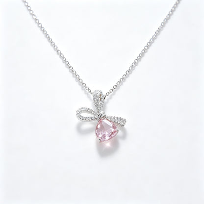 Elegant Bow Sparkle Necklace | 925 Sterling Silver