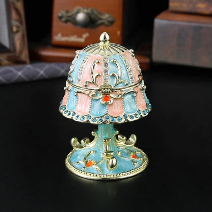 Enamel Metal Diamond-Studded Lamp Jewelry Box