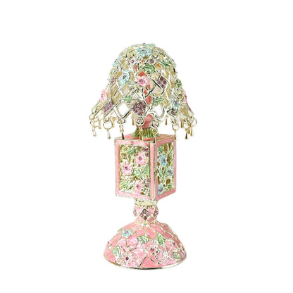 Enamel Vintage Table Lamp Shaped Jewelry Box