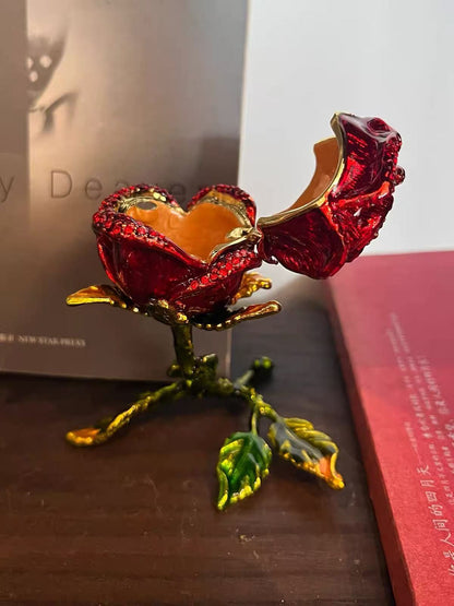 Enamel Rose Jewelry Box