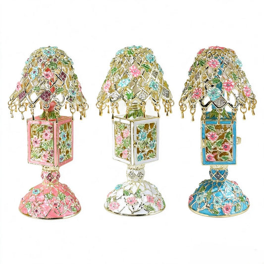 Enamel Vintage Table Lamp Shaped Jewelry Box