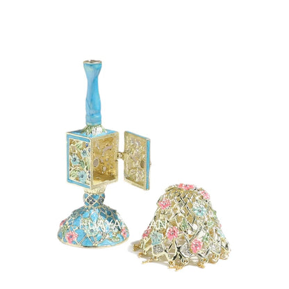 Enamel Vintage Table Lamp Shaped Jewelry Box