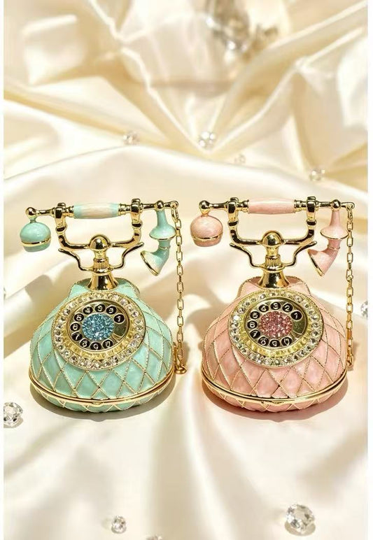 Enamel Vintage Telephone Jewelry Box