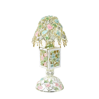 Enamel Vintage Table Lamp Shaped Jewelry Box