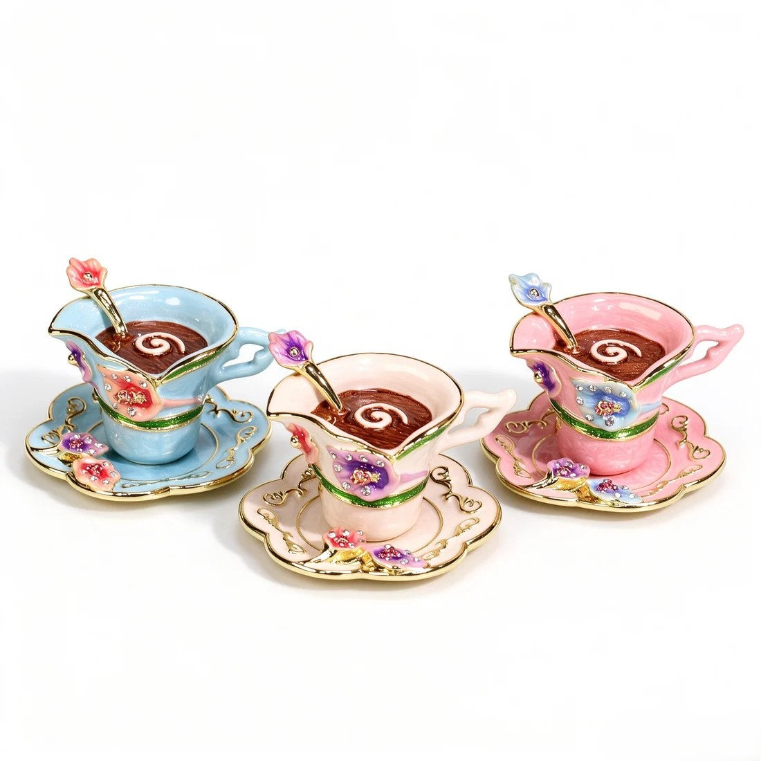 Enamel Coffee Cup Shaped Jewelry Box