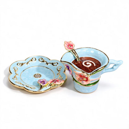 Enamel Coffee Cup Shaped Jewelry Box