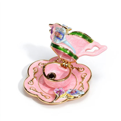 Enamel Coffee Cup Shaped Jewelry Box