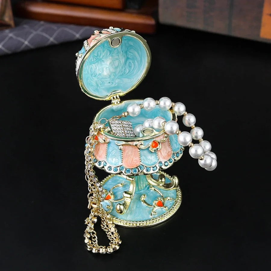 Enamel Metal Diamond-Studded Lamp Jewelry Box
