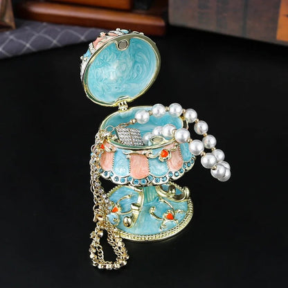 Enamel Metal Diamond-Studded Lamp Jewelry Box