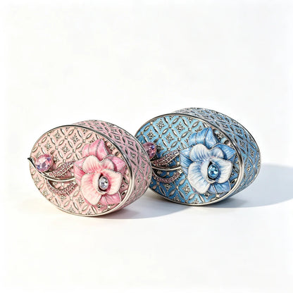 Enamel Rose Metal Jewelry Organizer Box